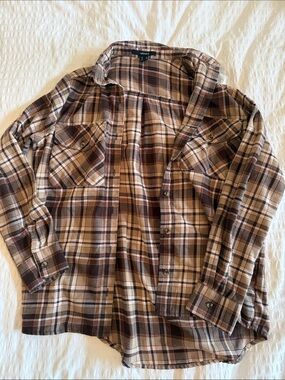 Forever 21 Brown Plaid Button-Down Shirt